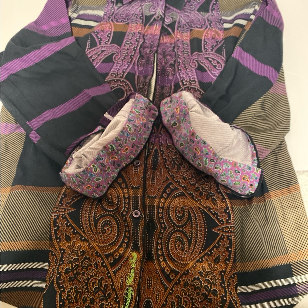 Robert Graham Purple and Gray Patterned Button Up